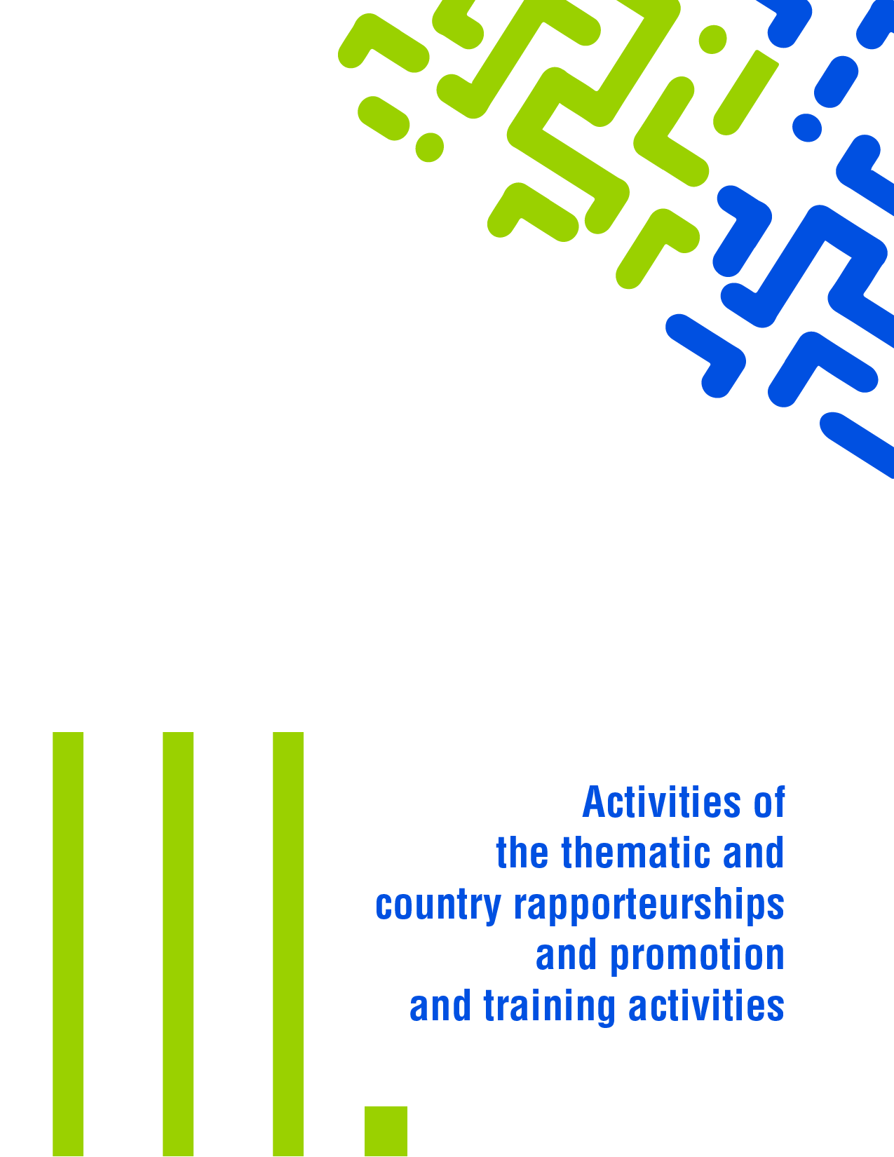 Activities of thematic and country rapporteurs and promotion and training activities